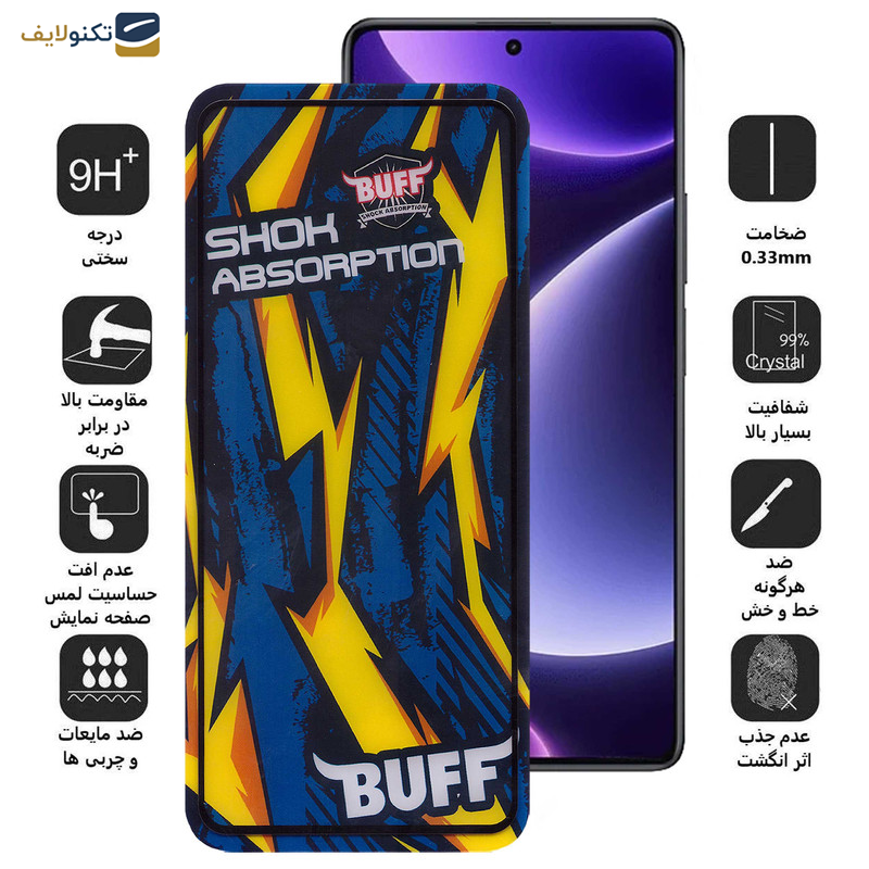 محافظ صفحه نمایش بوف مدل Shock-Shock-G مناسب برای گوشی موبایل شیائومی Redmi Note 12 Turbo - Note 12R Pro - Note 12 5G (China) - Buff Shock-Shock-G Glass Screen Protector For Xiaomi Redmi Note 12 Turbo - Note 12R Pro - Note 12 5G China