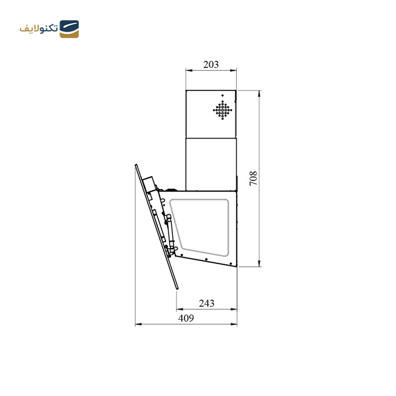 هود آشپزخانه کن مدل الیو سایز 90 - Can Alevo Kitchen Hood