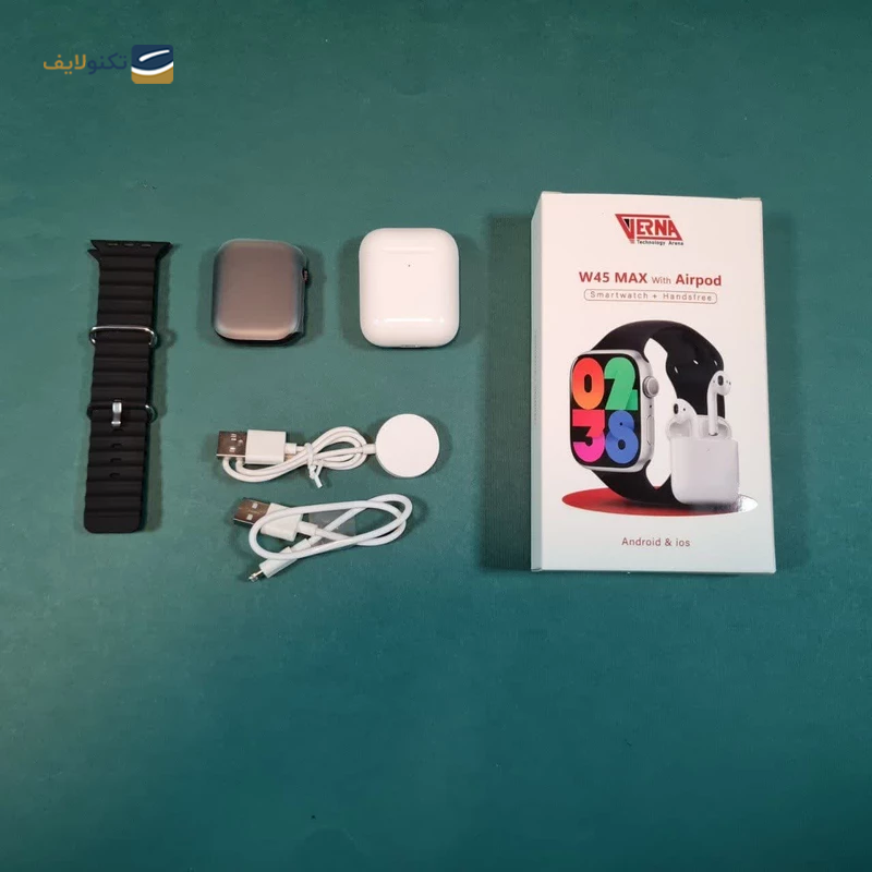 ساعت هوشمند ورنا مدل W45 Max به همراه ایرپاد - Verna W45 Max Smart Watch with Airpod