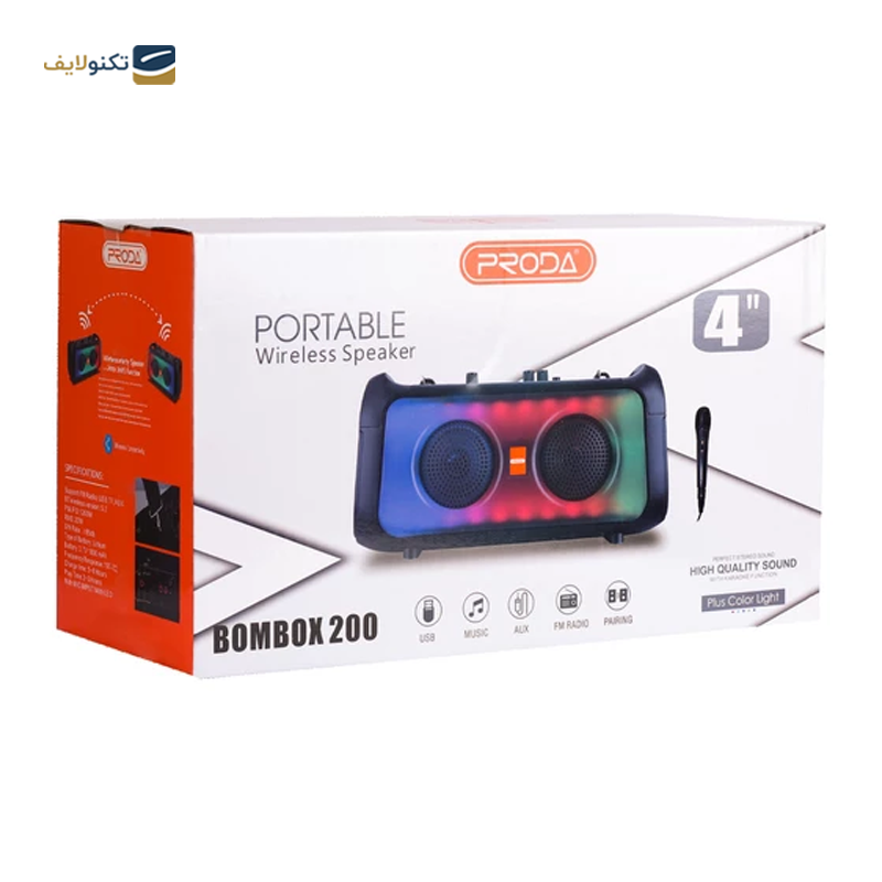 اسپیکر بلوتوثی قابل حمل پرودا مدل BOM BOX 200 - Proda BOM BOX 200 Bluetooth Portable Speaker