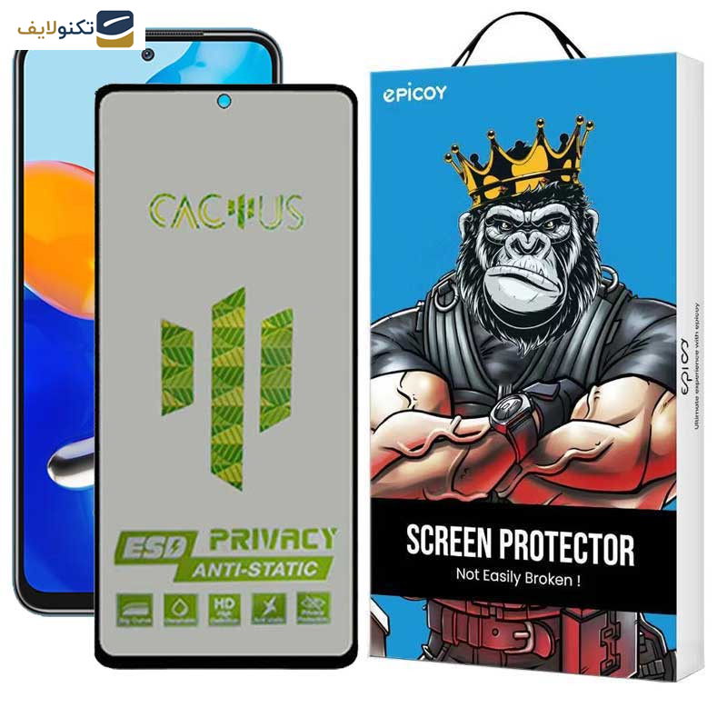 محافظ صفحه نمایش حریم شخصی اپیکوی مدل Cactus-ESD-Privacy مناسب برای گوشی موبایل شیائومی Redmi Note 10 4G - Note 11 4G Global - Poco M5s 4G - Poco M4 Pro 4G - Epicoy Cactus-ESD-Privacy Screen Protector For Xiaomi Redmi Note 10 4G - Note 11 4G Global - Poco M5s 4G - Poco M4 Pro 4G