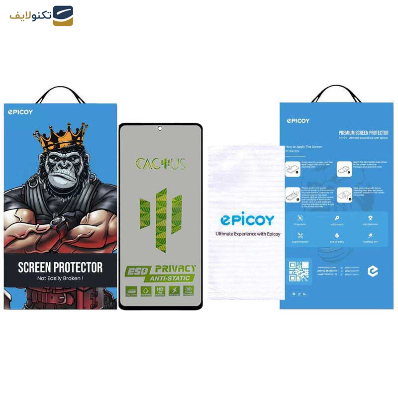 محافظ صفحه نمایش حریم شخصی اپیکوی مدل Cactus-ESD-Privacy مناسب برای گوشی موبایل شیائومی Redmi Note 10 4G - Note 11 4G Global - Poco M5s 4G - Poco M4 Pro 4G - Epicoy Cactus-ESD-Privacy Screen Protector For Xiaomi Redmi Note 10 4G - Note 11 4G Global - Poco M5s 4G - Poco M4 Pro 4G