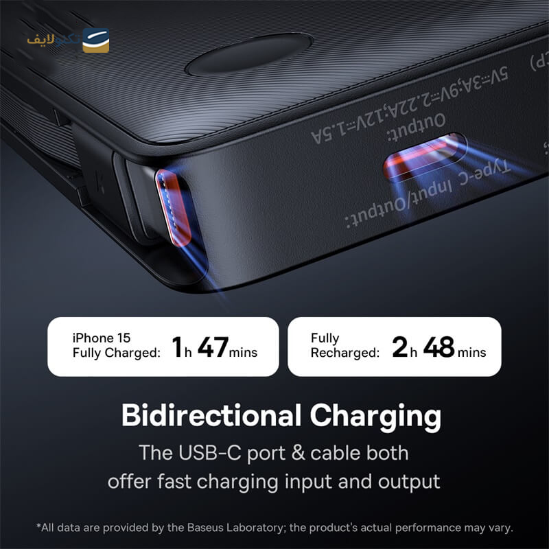 پاوربانک باسئوس مدل Airpow Lite PPAP2-10A ظرفیت 10000 میلی آمپر ساعت - Baseus Airpow Lite PPAP2-10A 10000mAh 22.5W Power Bank