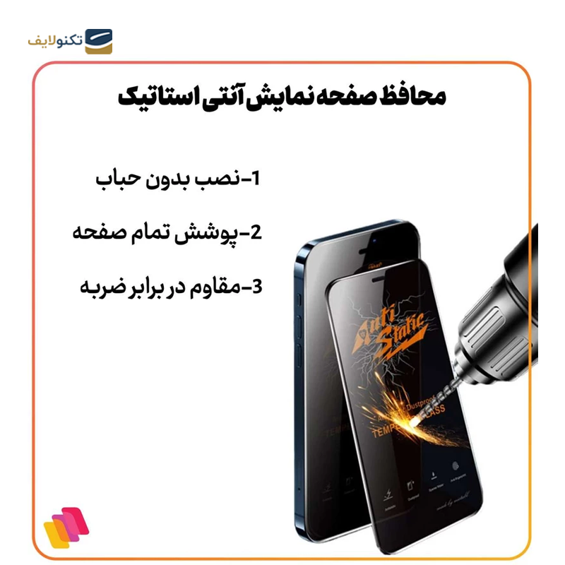 گلس گوشی اپل iPhone 15 Pro Max شهر گلس مدل آنتی استاتیک ANTIDUIPSH - Shahr Glass ANTIDUIPSH Apple iPhone 15 Pro Max Screen Protector