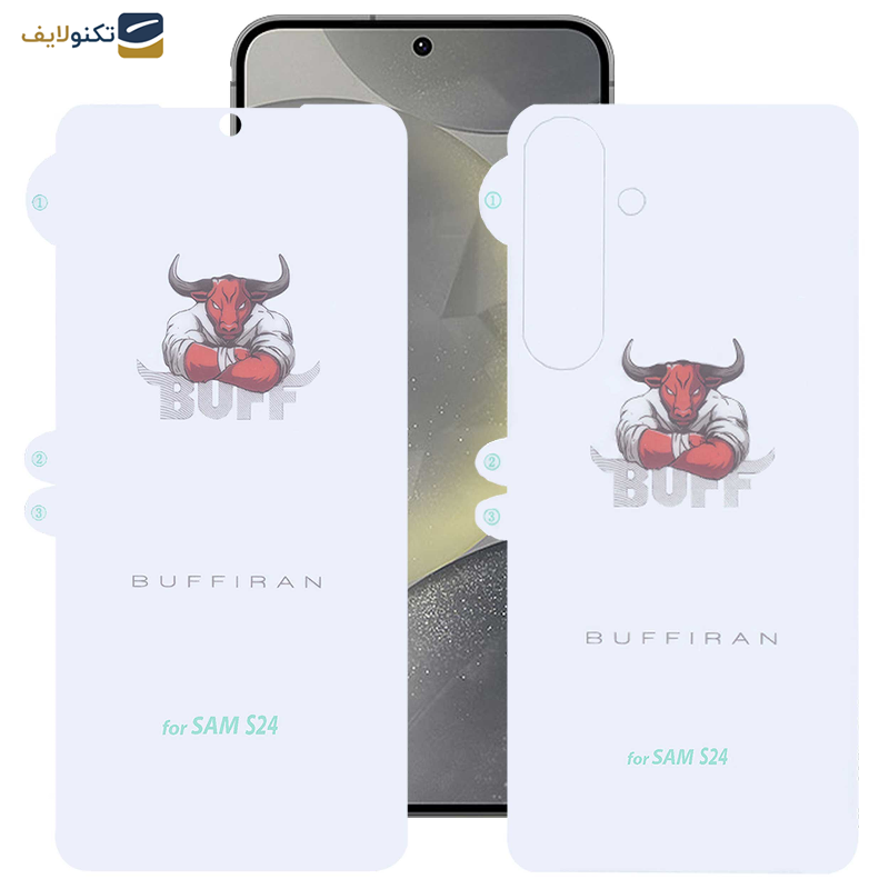 محافظ صفحه نمایش بوف مدل HydroBull-G مناسب برای گوشی موبایل سامسونگ Galaxy S24 به همراه محافظ پشت گوشی - Buff HydroBull-G model screen protector suitable for Samsung Galaxy S24 mobile phone along with phone back protector