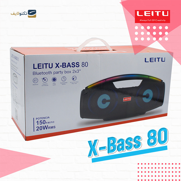 اسپیکر بلوتوثی قابل حمل لیتو مدل X-BASS 80 - Leitu X-BASS 80 Speaker