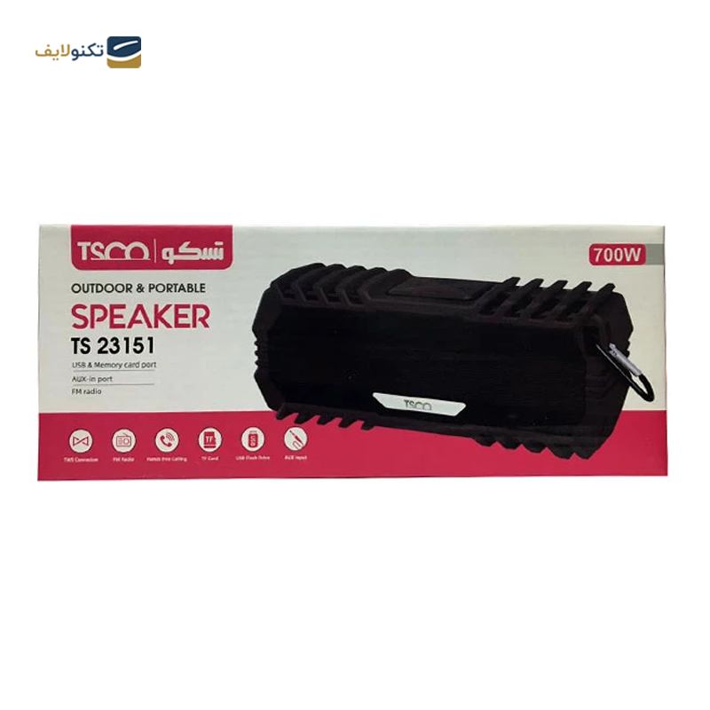 اسپیکر بلوتوثی قابل حمل تسکو مدل TS 23151 - TSCO TS 23151 Bluetooth Portable Speaker