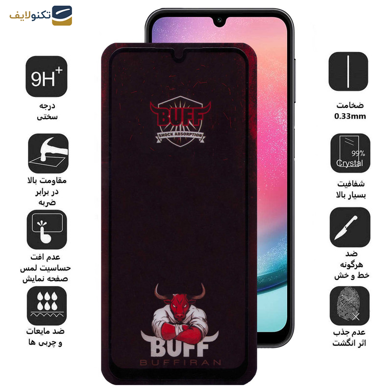 محافظ صفحه نمایش بوف مدل Muscle-Bull مناسب برای گوشی موبایل سامسونگ Galaxy A25 5G - A24 4G - A15 5G-4G - Buff Muscle-Bull Glass Screen Protector For Samsung Galaxy A25 5G - A24 4G - A15 5G-4G