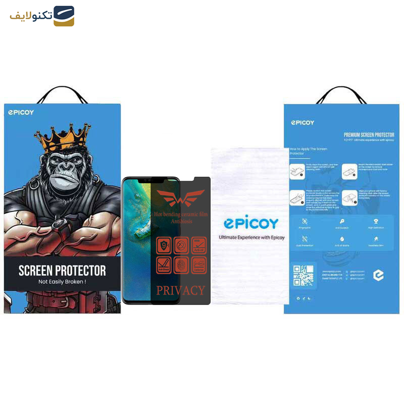محافظ صفحه نمایش حریم شخصی اپیکوی مدل Nano-Privacy مناسب برای گوشی موبایل هوآوی Mate 20 Pro - Epicoy Nano-Privacy Screen Protector For Huawei Mate 20 Pro