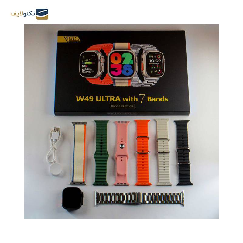 ساعت هوشمند ورنا مدل W49 Ultra همراه با 7 بند - Verna W49 Ultra Smartwatch with 7 band