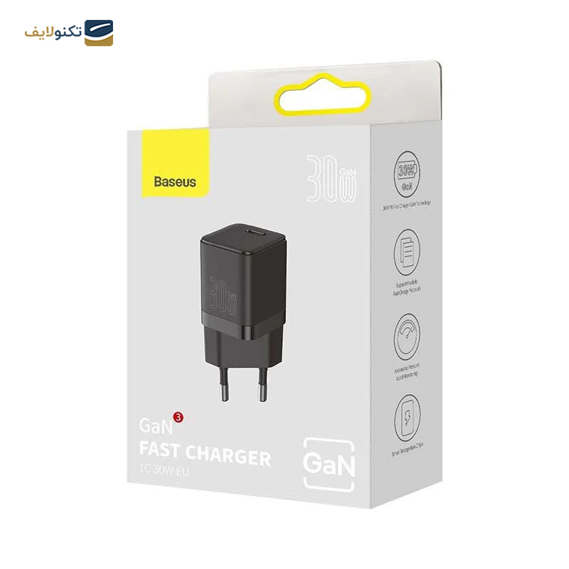 شارژر دیواری باسئوس مدل GaN3 CCGN010101 توان 30 وات - Baseus GaN3 Fast Charger CCGN010101 - 30W