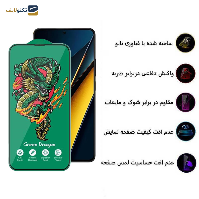 محافظ صفحه نمایش اپیکوی مدل Green Dragon ExplosionProof مناسب برای گوشی موبایل شیائومی Poco X6 Pro 5G/ X6 5G/ M6 Pro 4G - Epicoy  Green Dragon ExplosionProof Screen Protector For Xiaomi Poco X6 Pro 5G/ X6 5G/ M6 Pro 4G