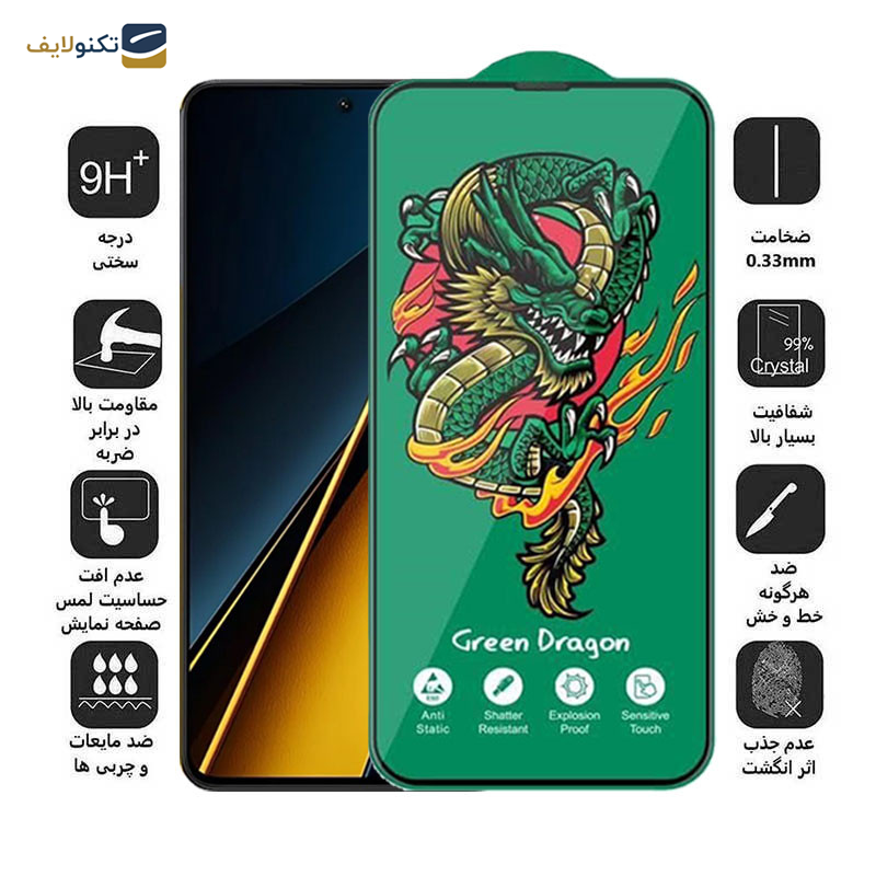 محافظ صفحه نمایش اپیکوی مدل Green Dragon ExplosionProof مناسب برای گوشی موبایل شیائومی Poco X6 Pro 5G/ X6 5G/ M6 Pro 4G - Epicoy  Green Dragon ExplosionProof Screen Protector For Xiaomi Poco X6 Pro 5G/ X6 5G/ M6 Pro 4G