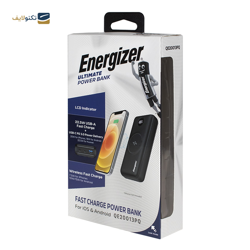 پاوربانک انرجایزر مدل QE20013PQ ظرفیت 20000 میلی آمپر ساعت - Energizer QE20013PQ Power Bank 20000mAh