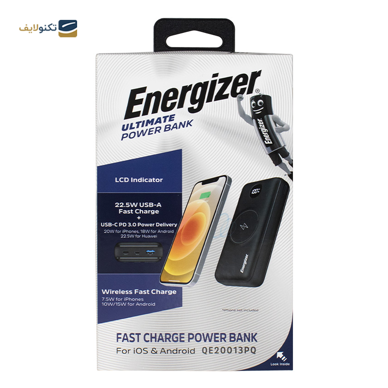 پاوربانک انرجایزر مدل QE20013PQ ظرفیت 20000 میلی آمپر ساعت - Energizer QE20013PQ Power Bank 20000mAh