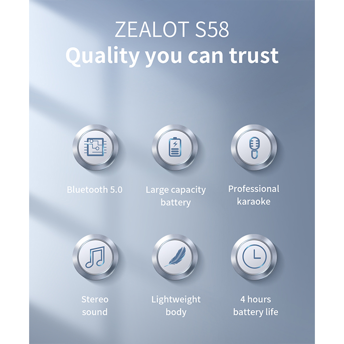 اسپیکر میکروفونی بلوتوثی زیلوت مدل S58 - Zealot S58 Portable Bluetooth Speaker Microphone