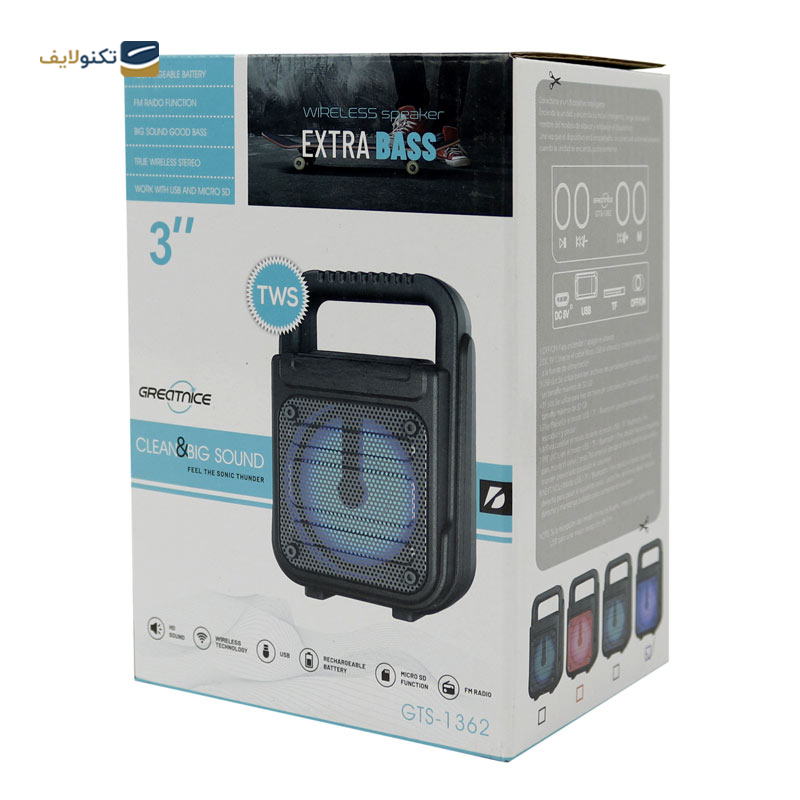 اسپیکر بلوتوثی گریت نایس مدل GTS-1362 - Greatnice GTS-1362 portable Bluetooth speaker