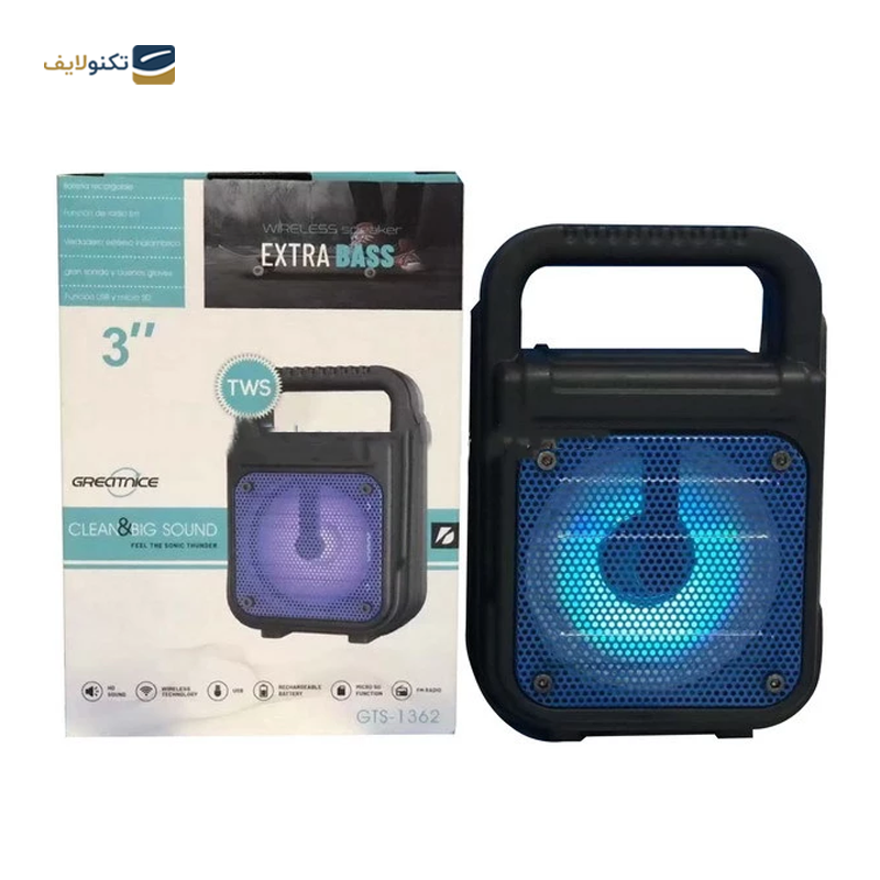 اسپیکر بلوتوثی گریت نایس مدل GTS-1362 - Greatnice GTS-1362 portable Bluetooth speaker