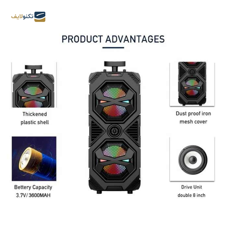 اسپیکر بلوتوثی چمدانی مدل ZQS8212  - ZQS8212 Bluetooth Speaker