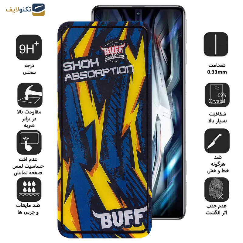 محافظ صفحه نمایش بوف مدل Shock-Shock مناسب برای گوشی موبایل شیائومی Redmi K50 Gaming - K50 Ultra - K50 Pro - K50i - K50 - Buff Shock-Shock Glass Screen Protector For Xiaomi Redmi K50 Gaming - K50 Ultra - K50 Pro - K50i - K50