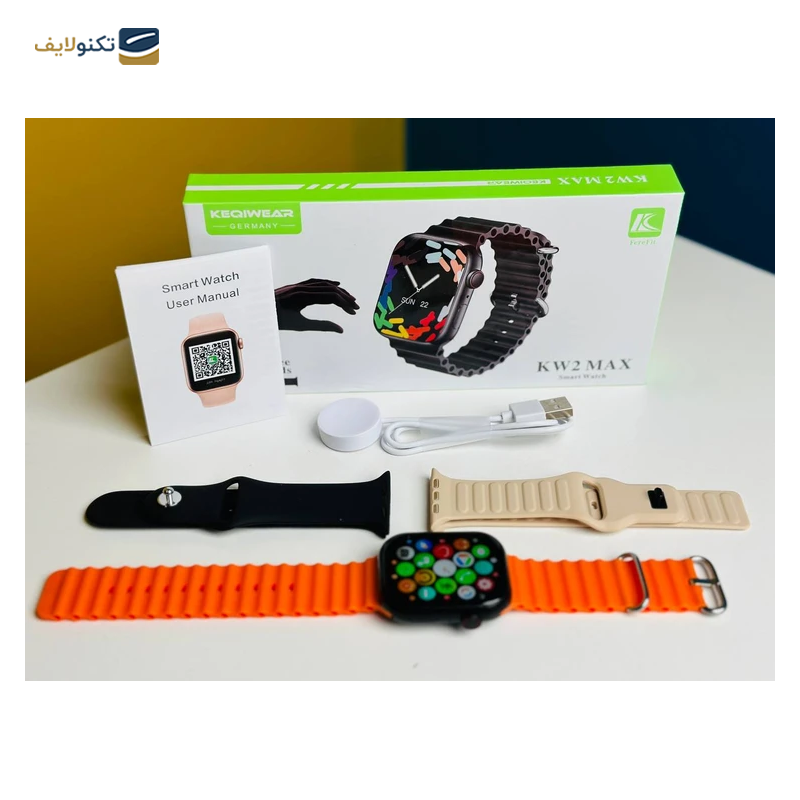 ساعت هوشمند مدل KW2 MAX همراه 3 بند - KW2 MAX Smart Watch