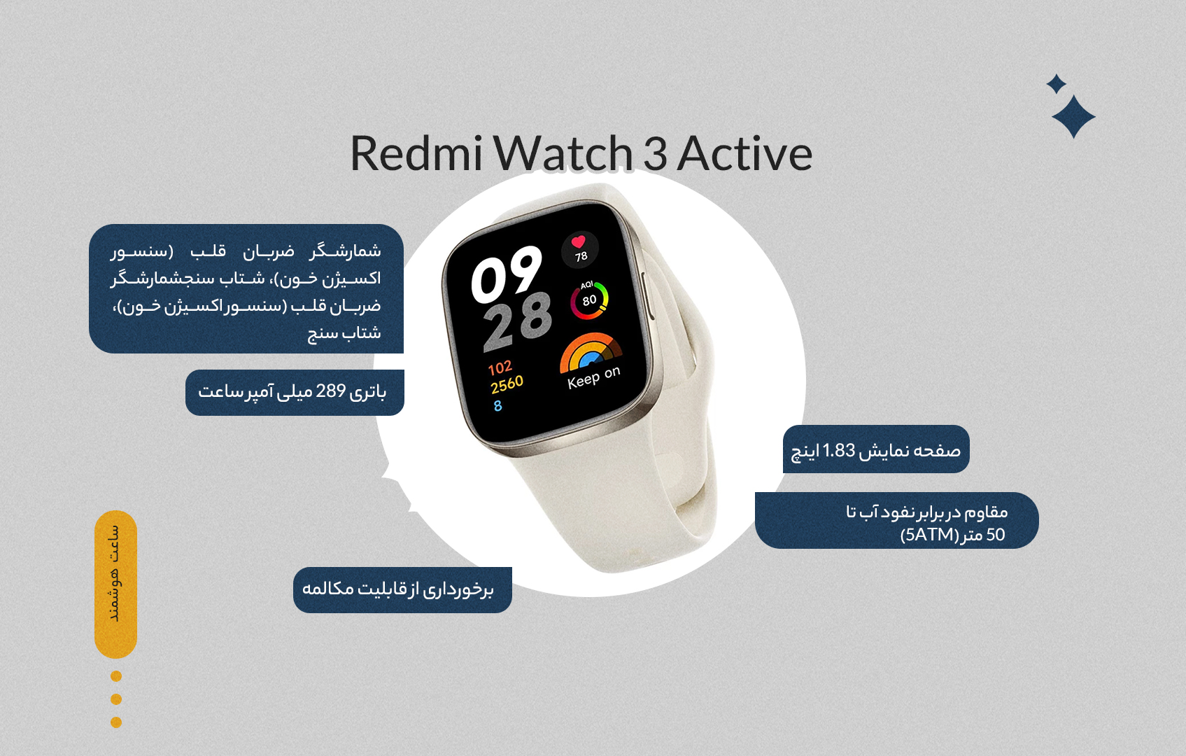 ساعت هوشمند شیائومی مدل Redmi Watch 3 Active - Xiaomi Redmi Watch 3 Active Smart Watch