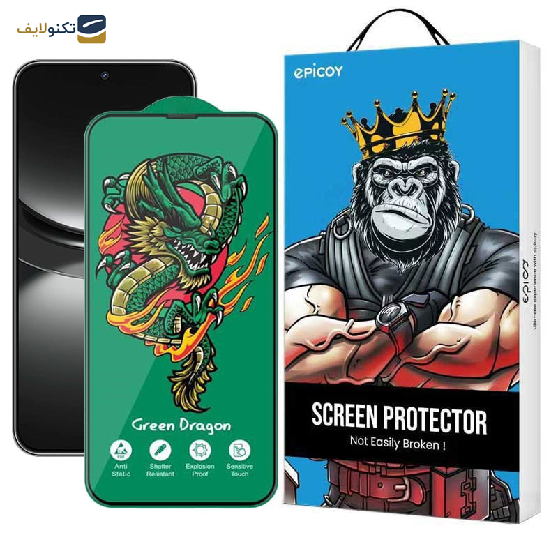 محافظ صفحه نمایش اپیکوی مدل Green Dragon ExplosionProof مناسب برای گوشی موبایل هوآوی Nova 12/ Nova 12 Lite/ Nova 11 SE/10 SE/ 9SE 5G/ 9SE/ - Epicoy Green Dragon ExplosionProof Screen Protector For Huawei Nova 12/ Nova 12 Lite/ Nova 11SE/10 SE/ 9SE 5G/ 9SE/ Honor 50 SE