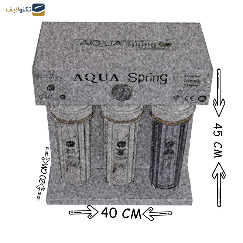 دستگاه تصفیه کننده آب آکوآ اسپرینگ مدل RO-S7-WZ 7550 به همراه فیلتر مجموعه سه عددی و رسوبگیر اسکالکس پلاس - 