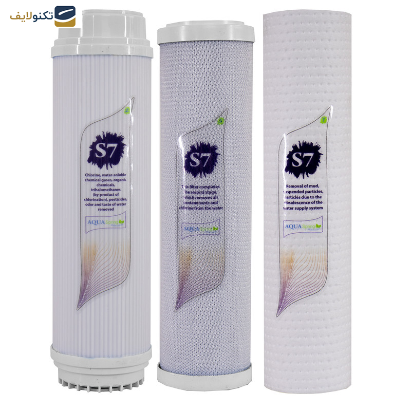 دستگاه تصفیه کننده آب آکوآ اسپرینگ مدل RO-S7-WZ 7550 به همراه فیلتر مجموعه سه عددی و رسوبگیر اسکالکس پلاس - 