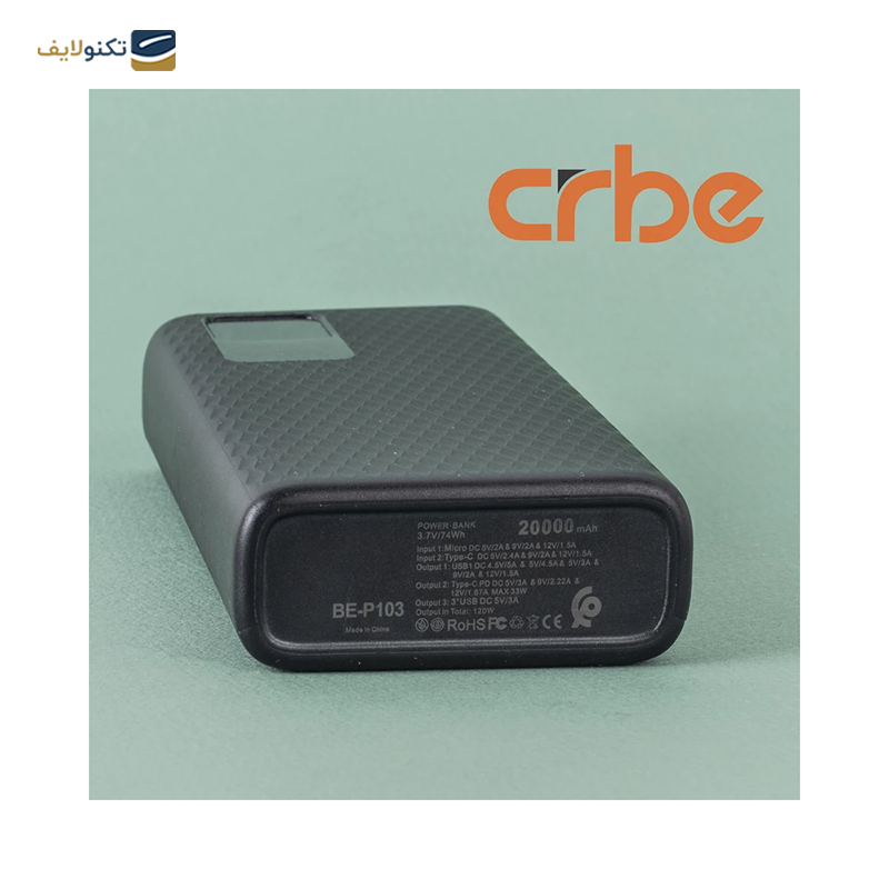 پاوربانک کربی مدل BE-P103 22.5W ظرفیت 20000 میلی آمپر ساعت - Crbe BE-P103 22.5W 20000mah power bank