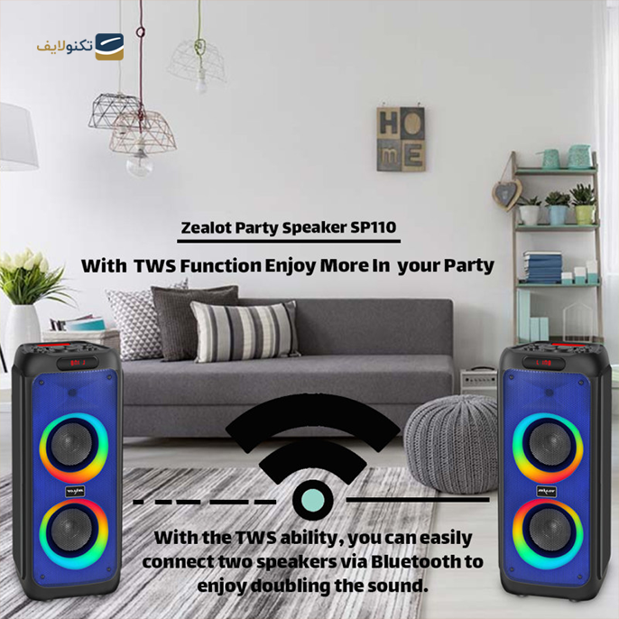  اسپیکر بلوتوثی خانگی زیلوت مدل SP110 - Zealot SP110 Portable Bluetooth Speaker