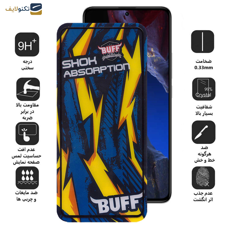 محافظ صفحه نمایش بوف مدل Shock-Shock-G مناسب برای گوشی موبایل شیائومی Poco F5 Pro - F5 - F4 GT - F4 - F3 GT - F3 - F2 Pro - Buff Shock-Shock-G Glass Screen Protector For Xiaomi Poco F5 Pro - F5 - F4 GT - F4 - F3 GT - F3 - F2 Pro