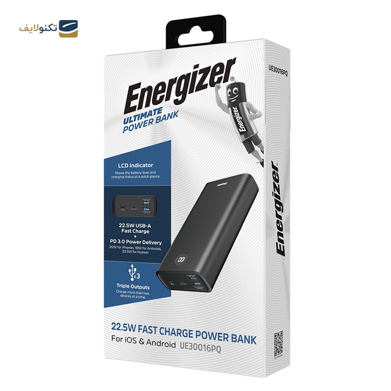 پاوربانک انرجایزر مدل UE30016PQ ظرفیت 30000 میلی آمپر ساعت - Energizer UE30016PQ 30000mah Power Bank