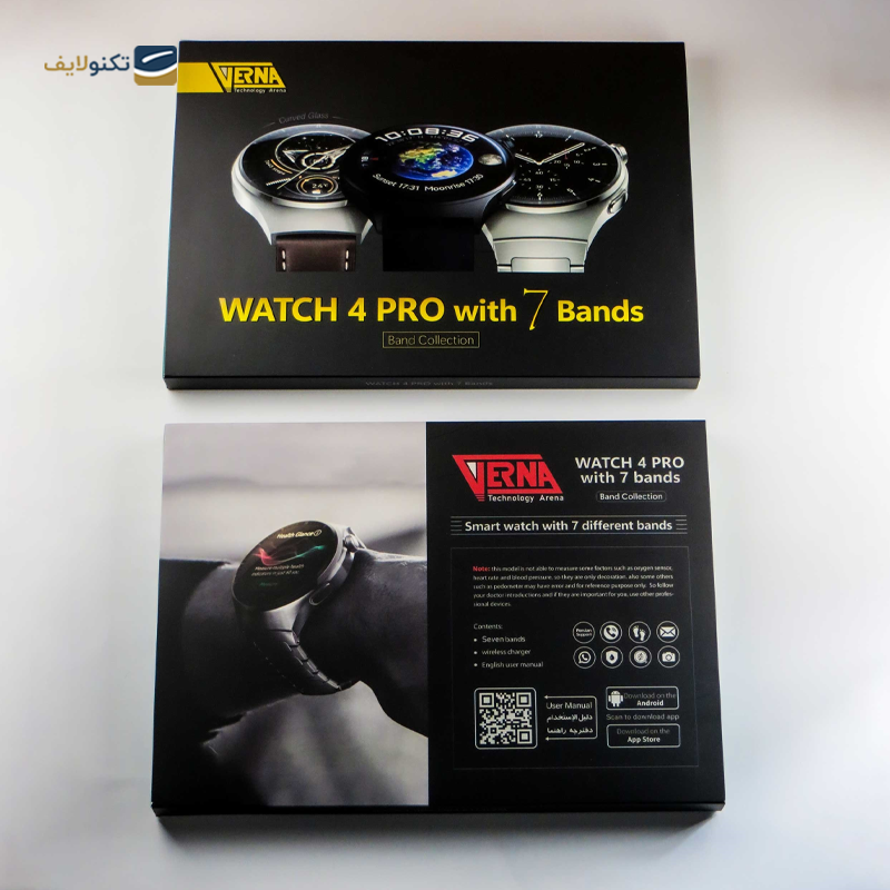 ساعت هوشمند ورنا مدل Watch 4 Pro همراه با 7 بند - Verna Watch 4 Pro Smartwatch with 7 band