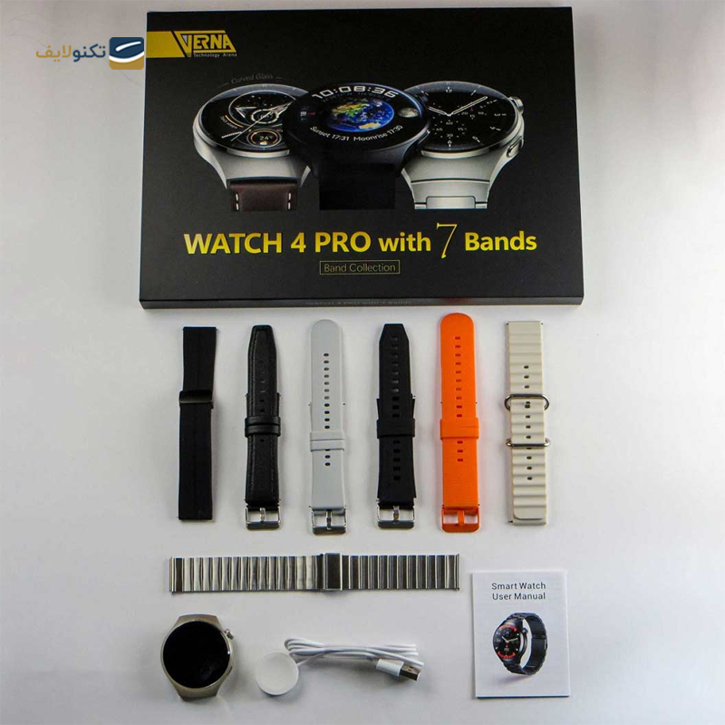 ساعت هوشمند ورنا مدل Watch 4 Pro همراه با 7 بند - Verna Watch 4 Pro Smartwatch with 7 band