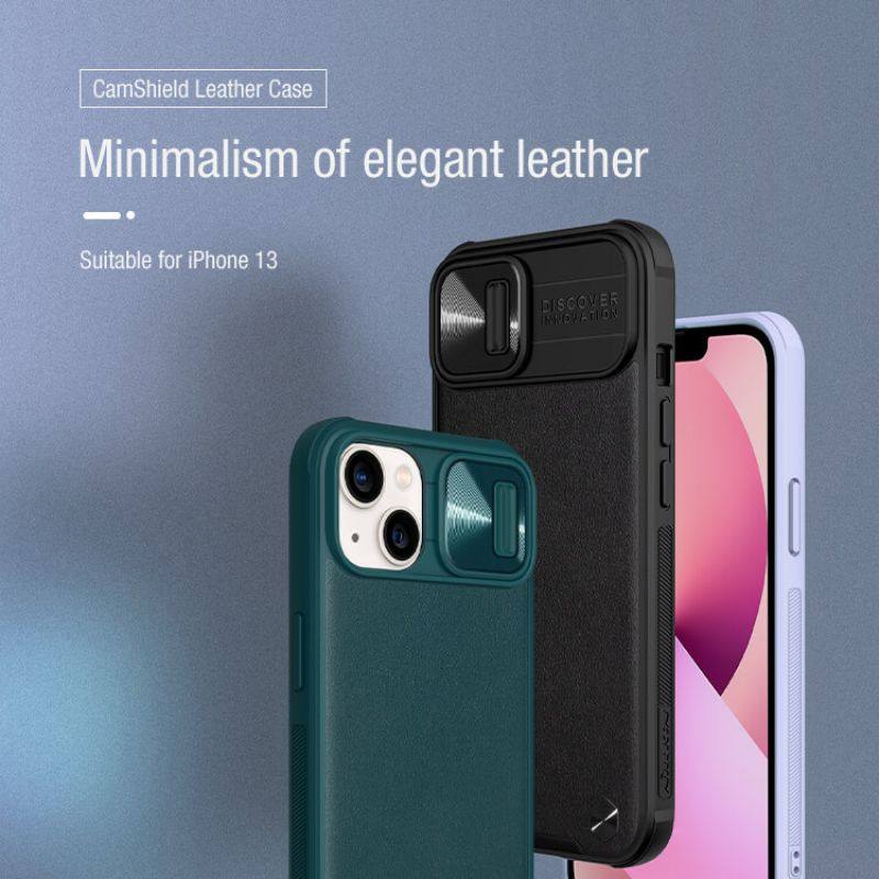 کاور گوشی اپل iPhone 13 نیلکین مدل CamShield Leather - Nillkin CamShield Leather Cover For iPhone 13