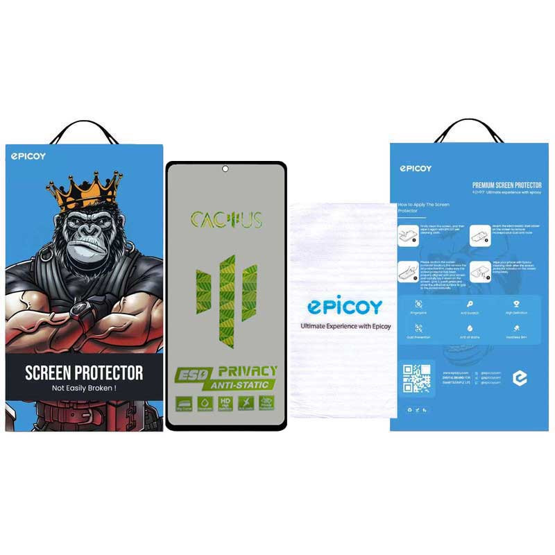 محافظ صفحه نمایش حریم شخصی اِپیکوی مدل Cactus-ESD-Privacy مناسب برای گوشی موبایل هوآوی Nova 12 / Nova 12 Lite / Nova 11 SE / Nova 10 SE - Epicoy Cactus-ESD-Privacy Glass Screen Protector For Huawei Nova 12 / Nova 12 Lite / Nova 11 SE / Nova 10 SE