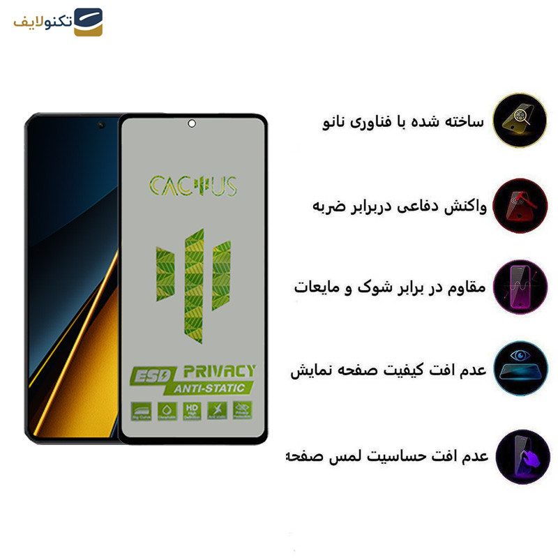 محافظ صفحه نمایش حریم شخصی اپیکوی مدل Cactus-ESD-Privacy مناسب برای گوشی موبایل پوکو X6 Pro-X6-M6 Pro 4G - Epicoy Cactus-ESD-Privacy Glass Screen Protector For Poco X6 Pro-X6-M6 Pro 4G