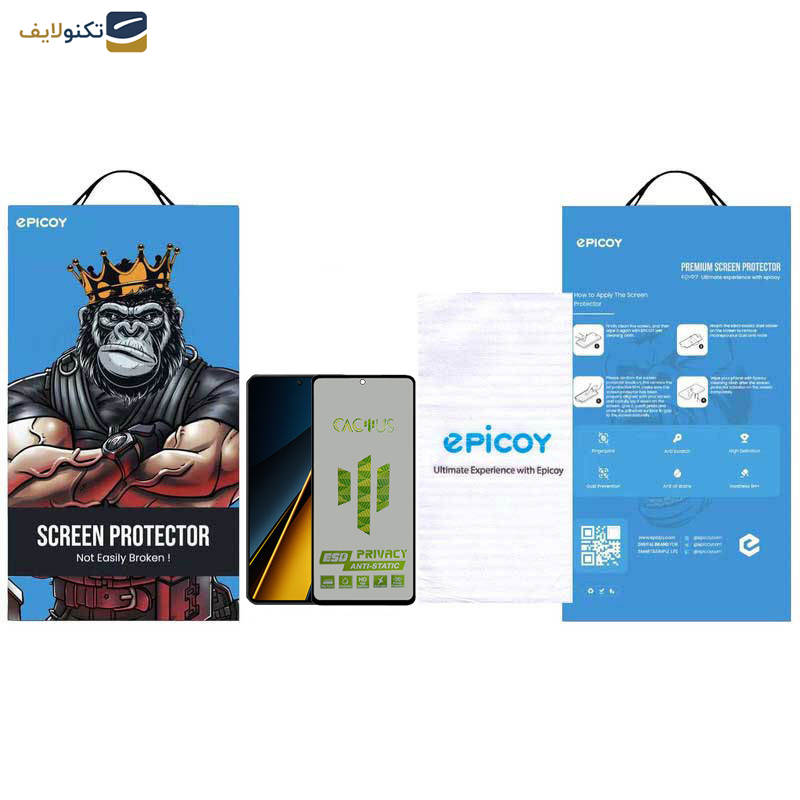 محافظ صفحه نمایش حریم شخصی اپیکوی مدل Cactus-ESD-Privacy مناسب برای گوشی موبایل پوکو X6 Pro-X6-M6 Pro 4G - Epicoy Cactus-ESD-Privacy Glass Screen Protector For Poco X6 Pro-X6-M6 Pro 4G