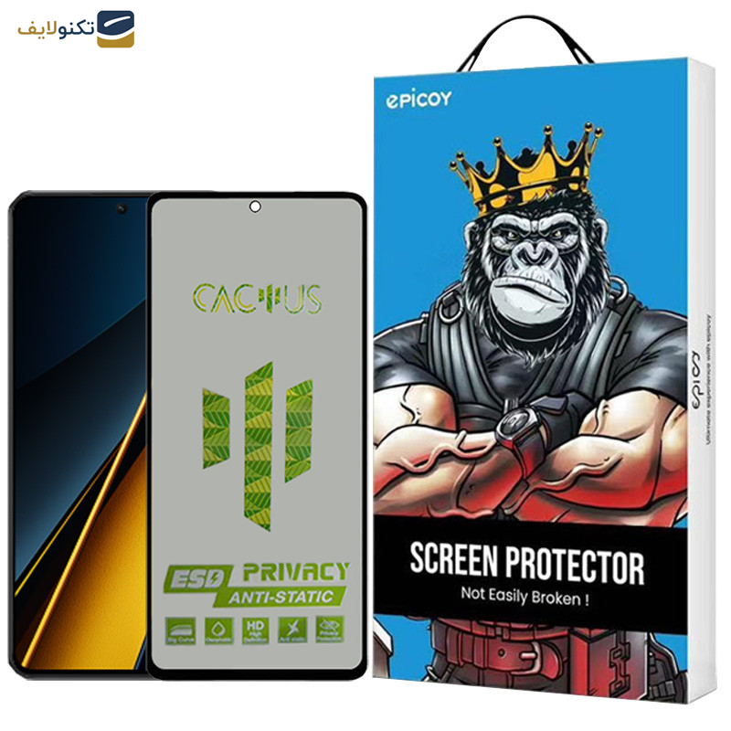 محافظ صفحه نمایش حریم شخصی اپیکوی مدل Cactus-ESD-Privacy مناسب برای گوشی موبایل پوکو X6 Pro-X6-M6 Pro 4G - Epicoy Cactus-ESD-Privacy Glass Screen Protector For Poco X6 Pro-X6-M6 Pro 4G