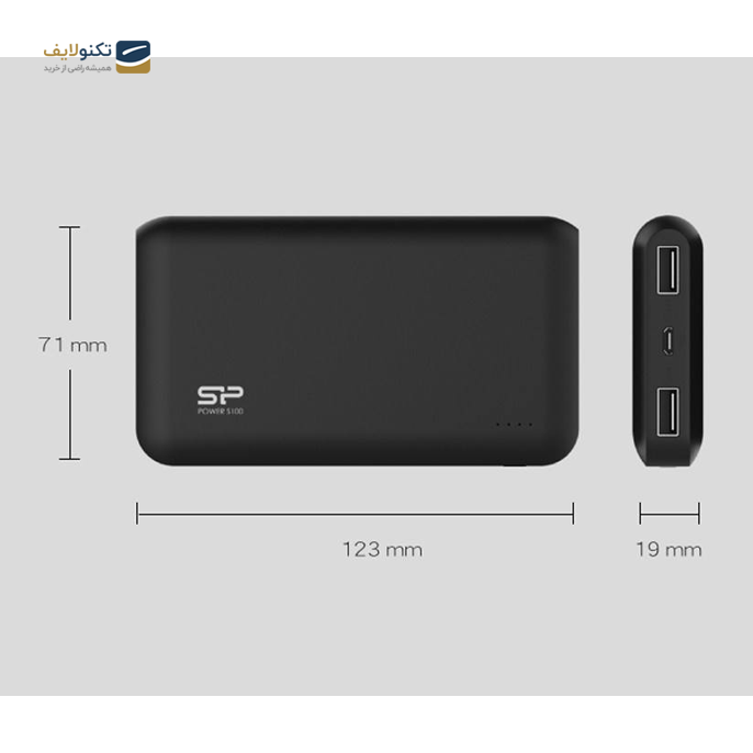 پاوربانک سیلیکون پاور مدل S100 ظرفیت 10000 میلی آمپر ساعت - Silicon Power S100 10000mAh Power Bank