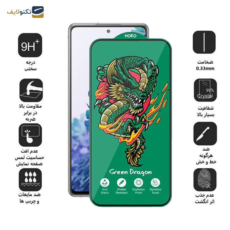 محافظ صفحه نمایش اِپیکوی مدل Green Dragon ExplosionProof مناسب برای گوشی موبایل سامسونگ Galaxy S20 FE 5G/4G/M31s 4G - Epicoy Green Dragon ExplosionProof Glass Screen Protector For Samsung Galaxy S20 FE 5G/4G/M31s 4G