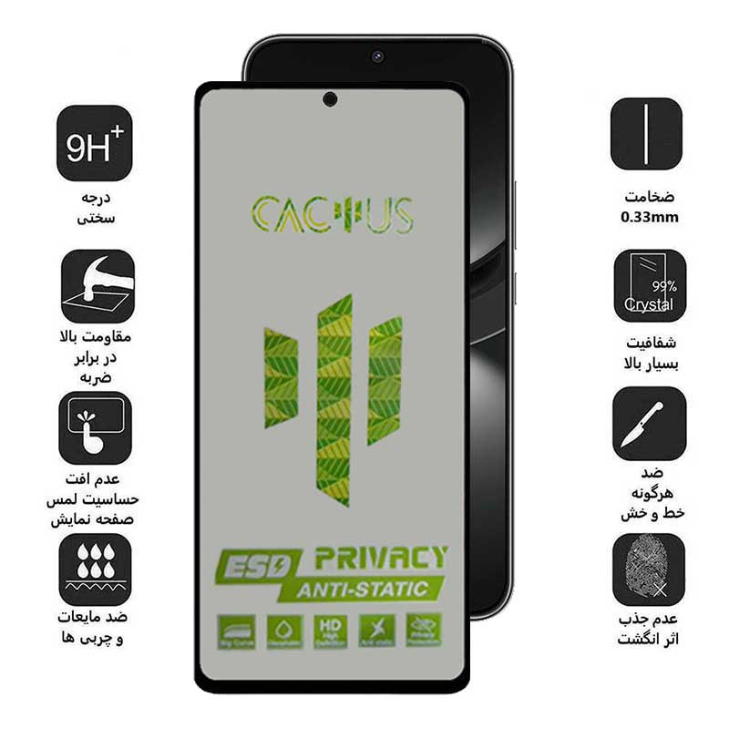 محافظ صفحه نمایش حریم شخصی اِپیکوی مدل Cactus-ESD-Privacy مناسب برای گوشی موبایل هوآوی Nova 12 / Nova 12 Lite / Nova 11 SE / Nova 10 SE - Epicoy Cactus-ESD-Privacy Glass Screen Protector For Huawei Nova 12 / Nova 12 Lite / Nova 11 SE / Nova 10 SE