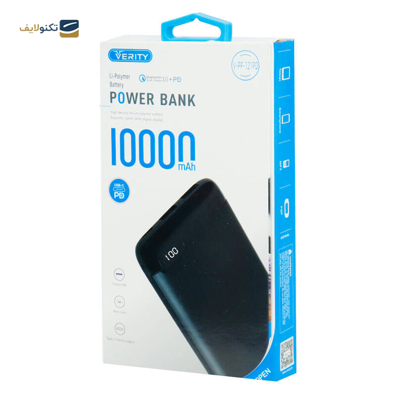 پاوربانک وریتی مدل V-PP-121PD ظرفیت 10000 میلی آمپر ساعت - Verity V-PP-121PD 10000mah power bank