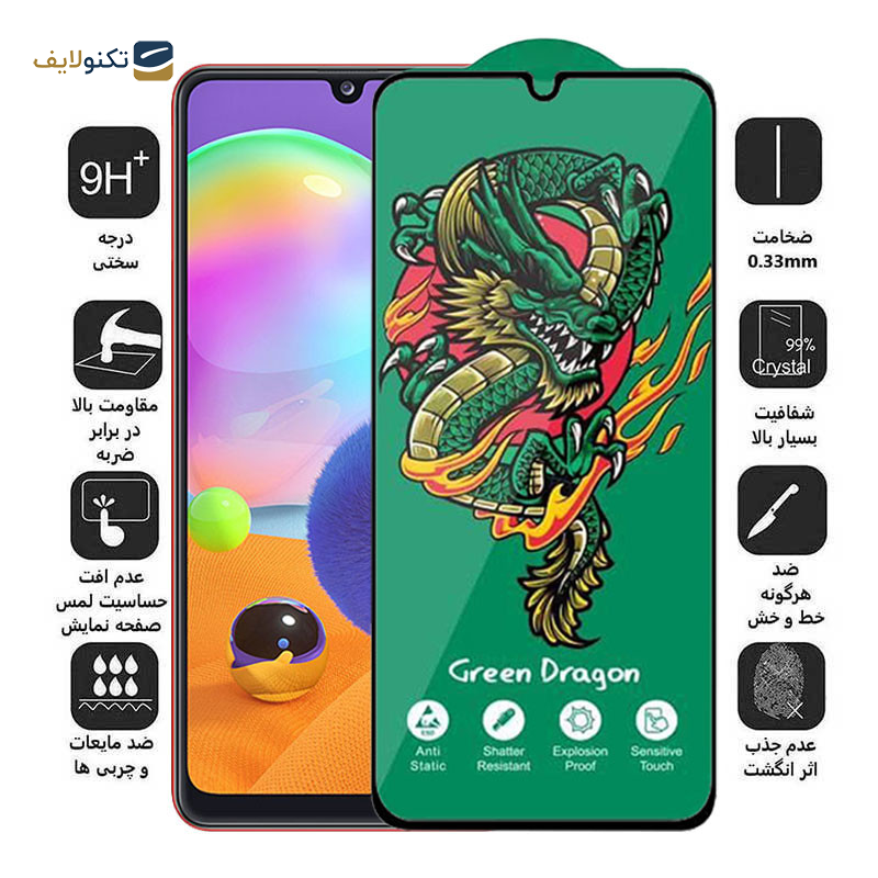 محافظ صفحه نمایش اپیکوی مدل Green Dragon ExplosionProof مناسب برای گوشی موبایل سامسونگ Galaxy A31 4G/ A30 4G/ A30s 4G/ A50s/ A20 4G - Epicoy Green Dragon ExplosionProof Glass Screen Protector For Samsung Galaxy A31 4G/ A30 4G/ A30s 4G/ A50s/ A20 4G