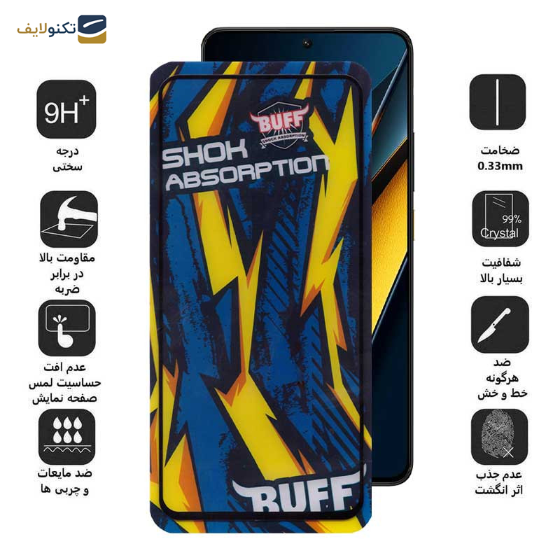  محافظ صفحه نمایش بوف مدل Shock-Shock-G مناسب برای گوشی موبایل پوکو  X6 Pro 5G / X6 5G / M6 Pro 4G - Buff Shock-Shock-G Glass Screen Protector For Poco X6 Pro 5G / X6 5G / M6 Pro 4G