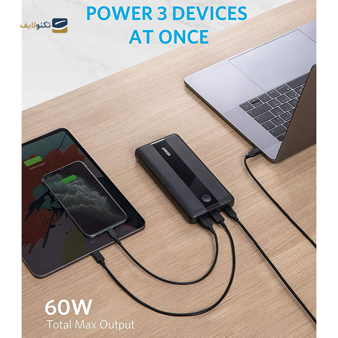 پاوربانک انکر مدل A1284 ظرفیت 19200 میلی‌آمپر	 - Anker A1284 PowerCore III 19200mAh Power Bank