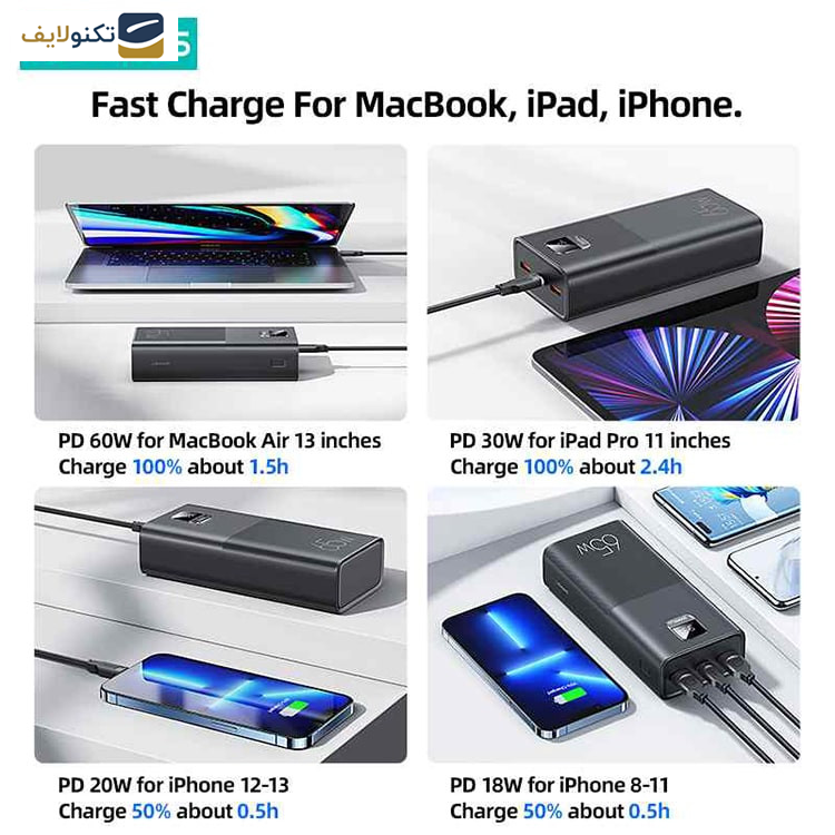 پاوربانک یوسمز مدل CD185 ظرفیت 30000 میلی آمپر ساعت به همراه کابل USB-C - 
