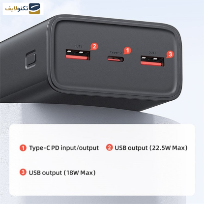 پاوربانک یوسمز مدل CD185 ظرفیت 30000 میلی آمپر ساعت به همراه کابل USB-C - 