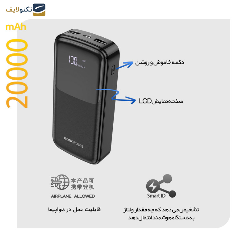 پاوربانک بروفون مدل BJ17A ظرفیت 20000 میلی آمپر ساعت - 